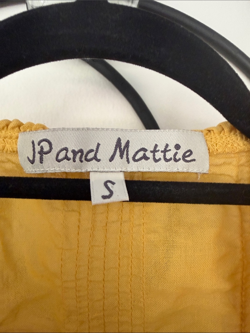JP and Mattie Mustard Ruffle V-Neck Button Blouse - Picture 3 of 7